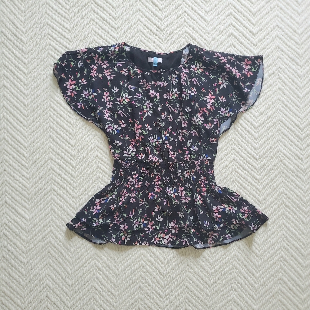Parker Flutter Sleeve Peplum Blouse